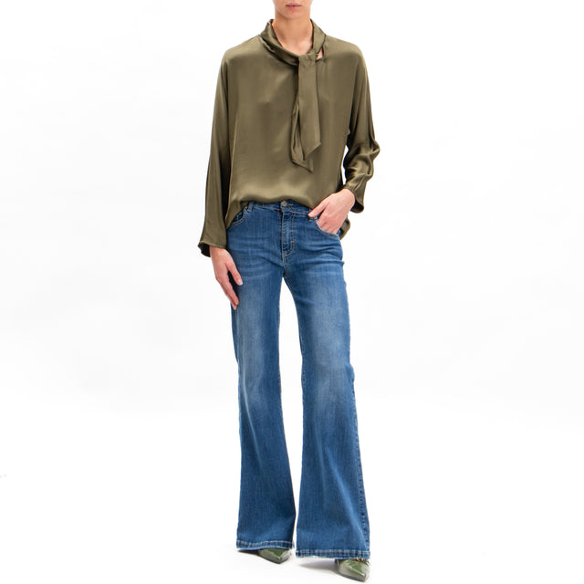 Dixie-Blusa cut out con fiocco - militare