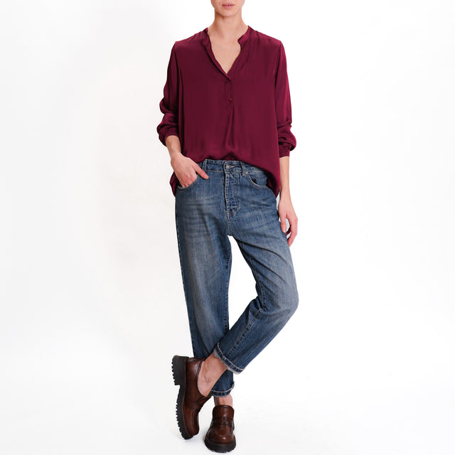 Dixie-Satin Chester Shirt - Wine