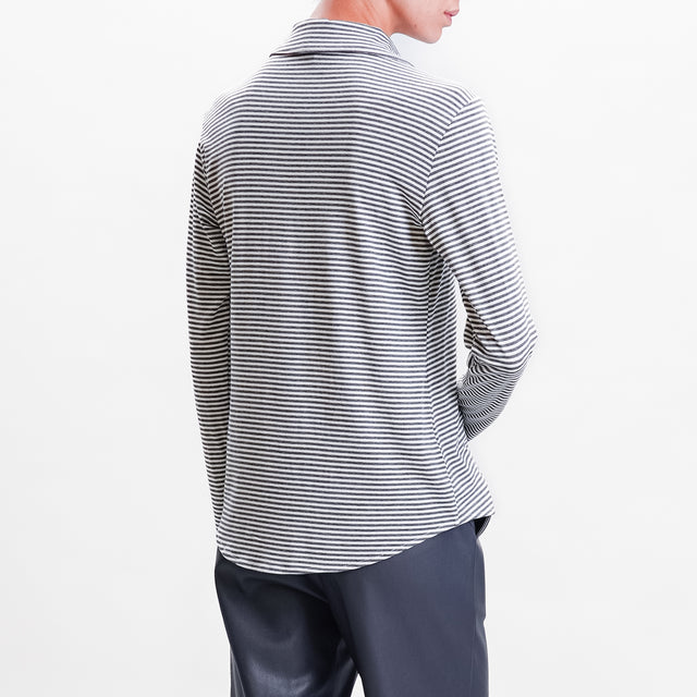 Dixie-Camicia a righe in jersey - grigio/latte