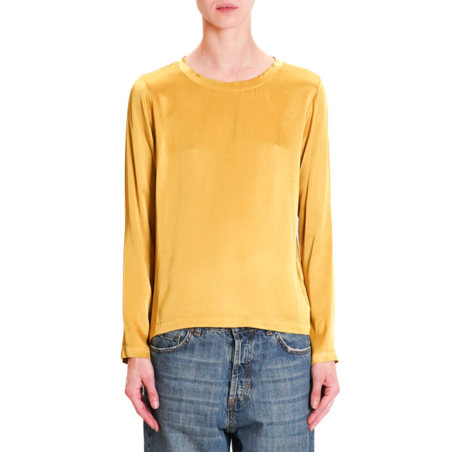 Dixie-Satin Blouse - Mustard