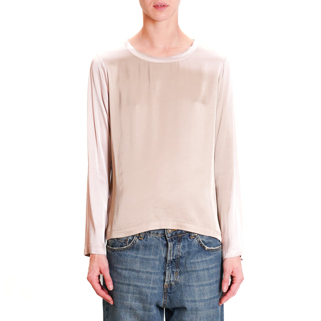 Dixie-Blusa in satin - taupe