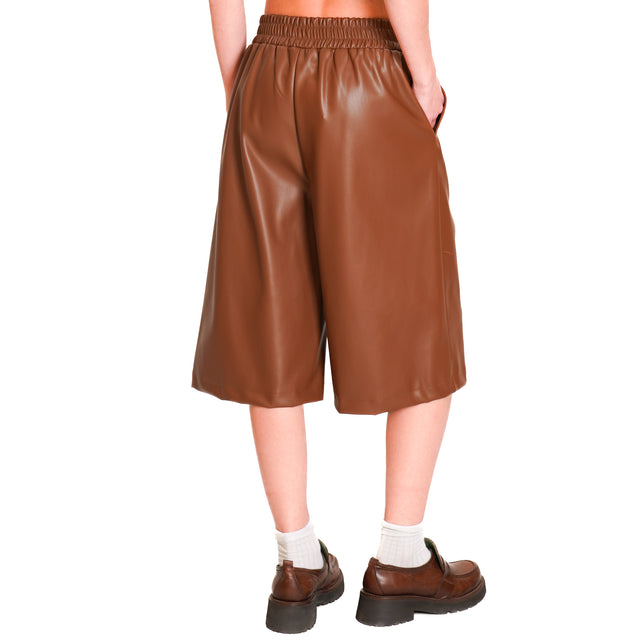 Dixie-Bermuda Faux Leather Drawstring - Tobacco