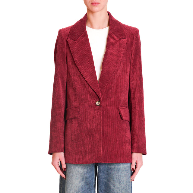 Dixie-500 Stripe Velvet Jacket - Bordeaux