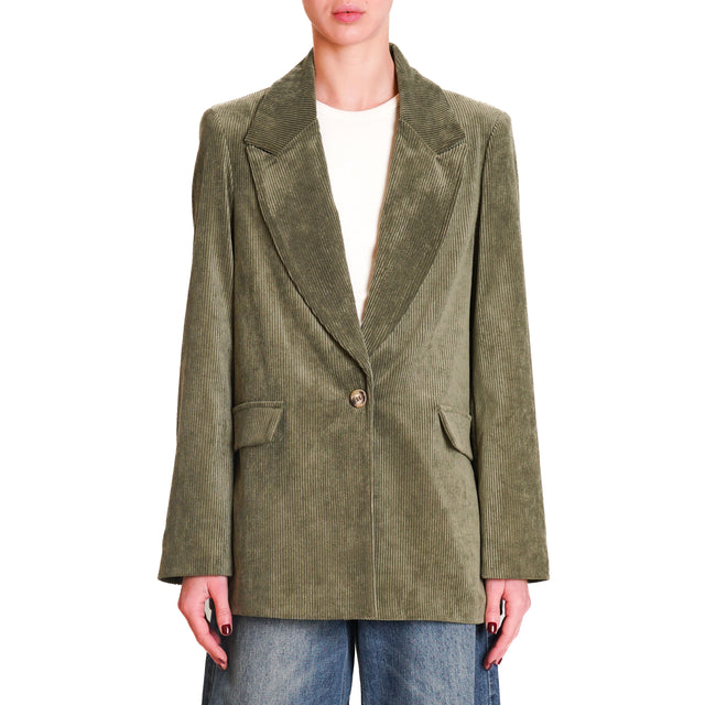 Dixie-500 Stripe Velvet Jacket - Khaki