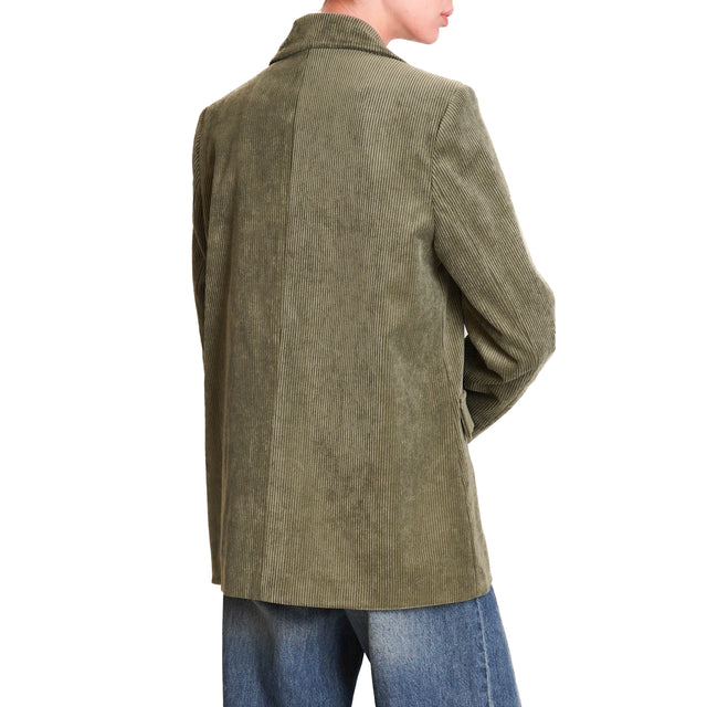 Dixie-500 Stripe Velvet Jacket - Khaki