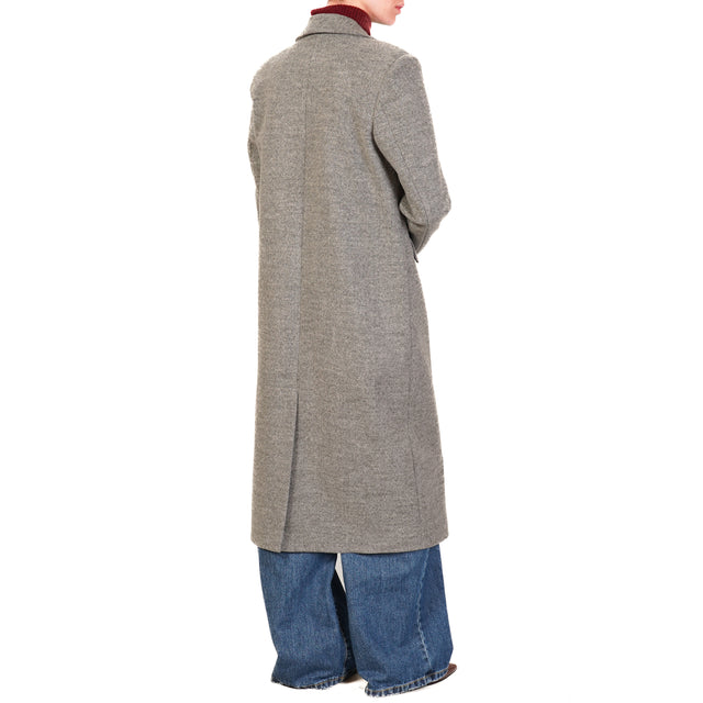 Vicolo-Cappotto misto lana tre bottoni - grigio melange