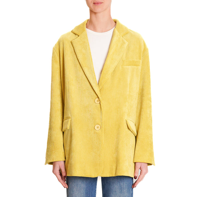 Dixie-500 Striped Velvet Oversized Deconstructed Jacket - Lime