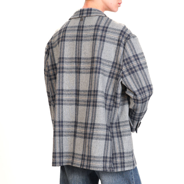 Dixie-Giacca oversize check con spille - grigio/blu