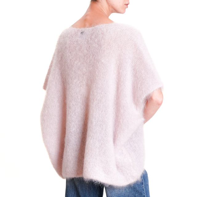 Dixie-V-Neck Sleeveless Mohair Sweater - Pink