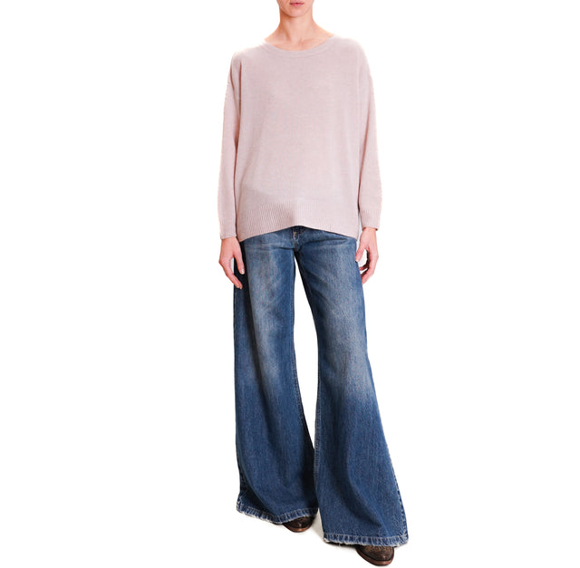 Dixie-Alpaca Blend Crewneck Sweater - Pink