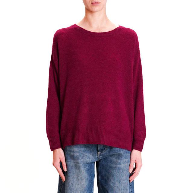 Dixie-Alpaca Blend Crewneck Sweater - Wine