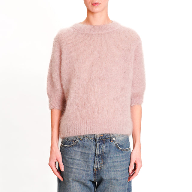 Dixie-Mohair Half Sleeve Sweater - Powder