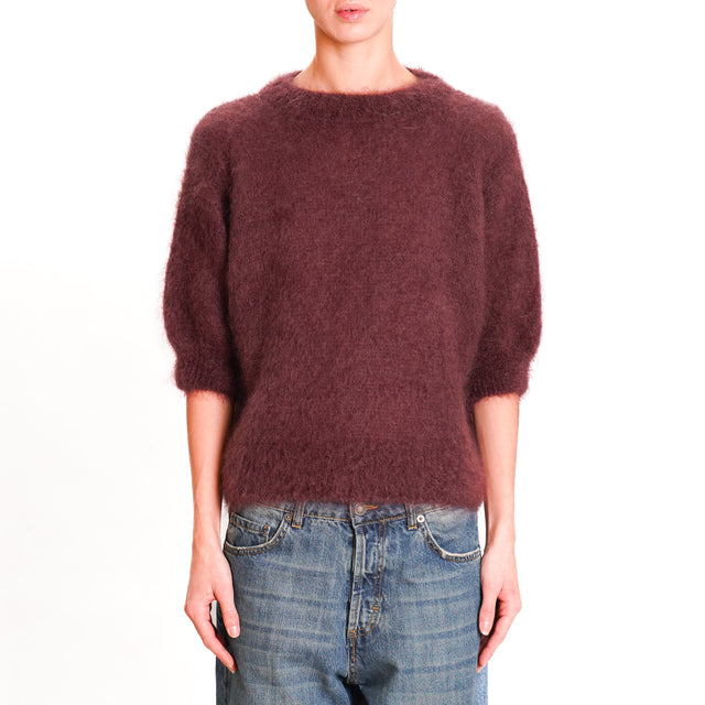 Dixie-Mohair Half Sleeve Sweater - Aubergine