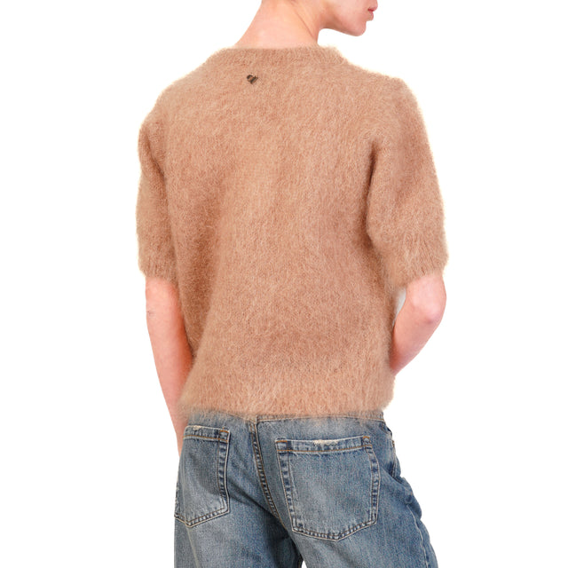 Dixie-Maglia mohair mezza manica - camel