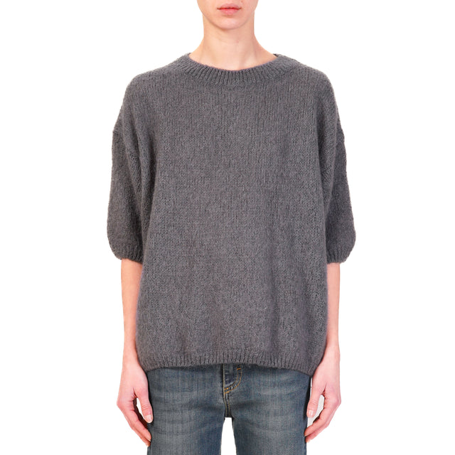 Dixie-Maglia mohair girocollo manica 3/4- antracite