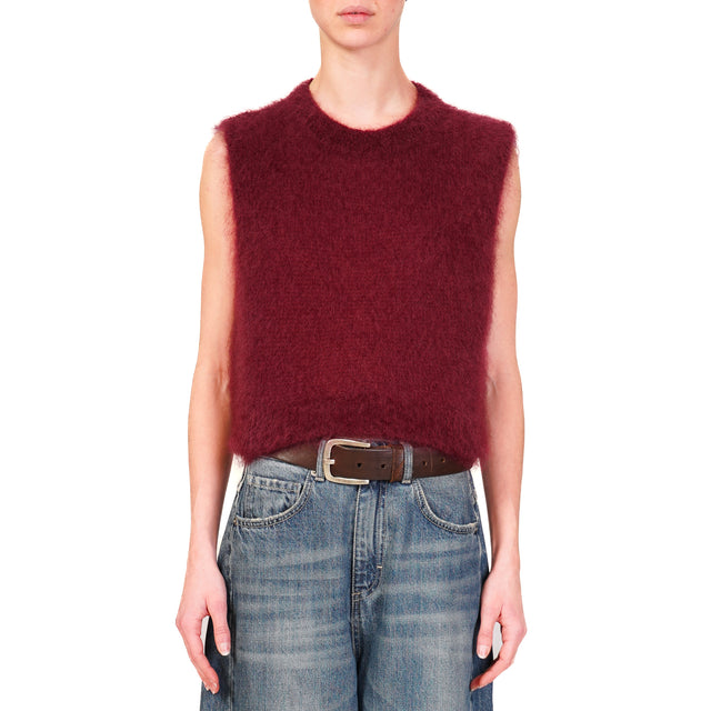 Dixie-Gilet cropped mohair - Bordeaux