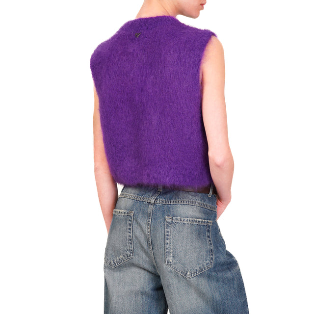 Dixie-Gilet cropped mohair - viola