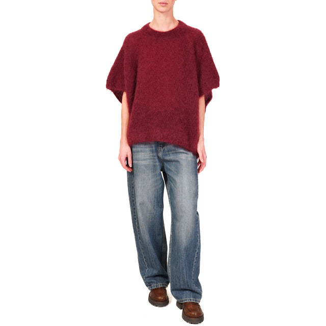 Dixie-Maglia mohair oversize girocollo - Bordeaux