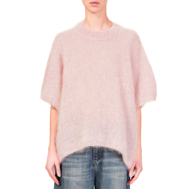 Dixie-Maglia mohair oversize girocollo - cipria