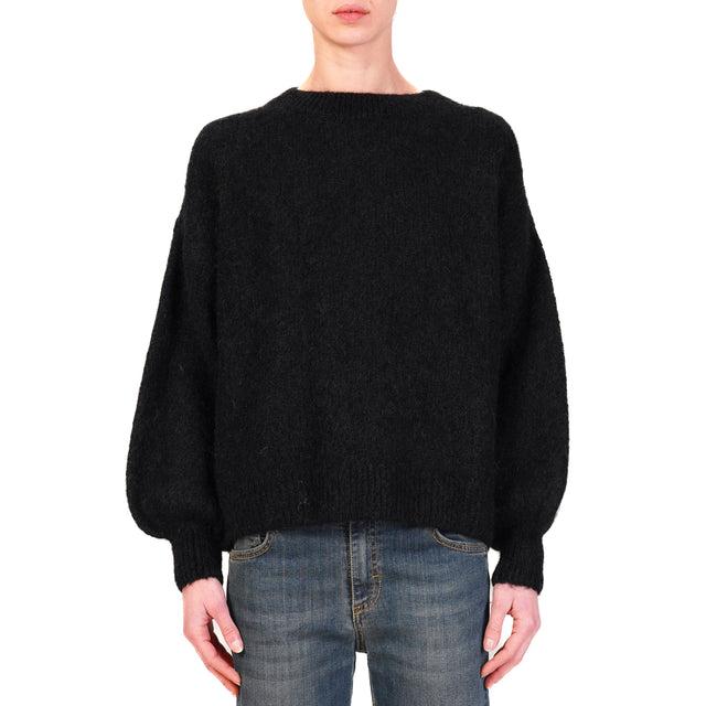 Dixie-Maglia mohair girocollo - nero