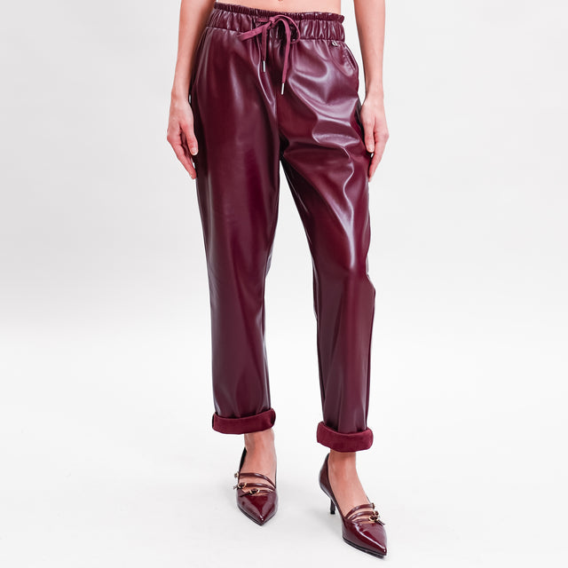 Dixie-Pantalone similpelle con coulisse - Bordeaux