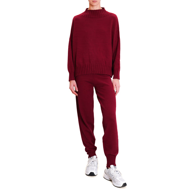 Dixie-Elastic Knit Trousers - Bordeaux