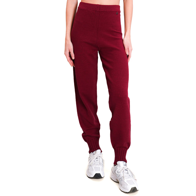 Dixie-Pantalone in maglia con elastico - Bordeaux