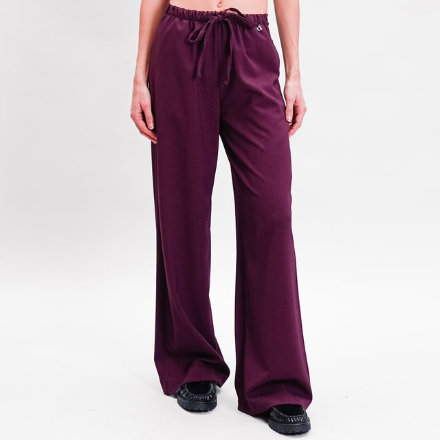 Dixie-Pantalone tessuto elasticizzato con coulisse - bordeaux