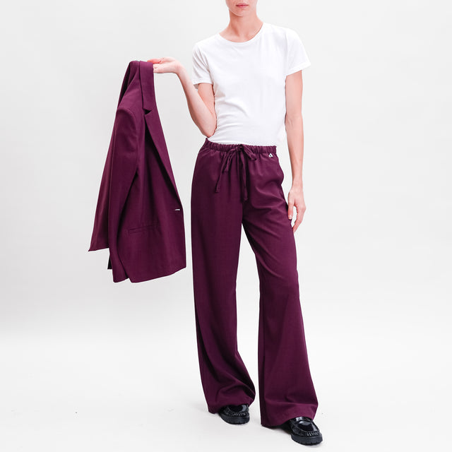 Dixie-Pantalone tessuto elasticizzato con coulisse - bordeaux