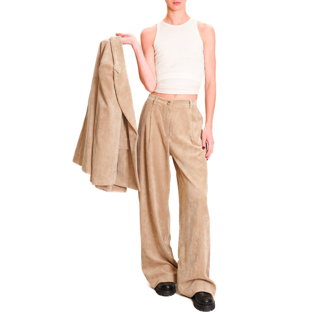 Dixie-500 line velvet trousers - camel