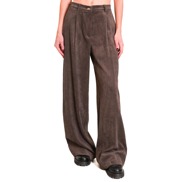 Dixie-500 line velvet trousers - dark brown