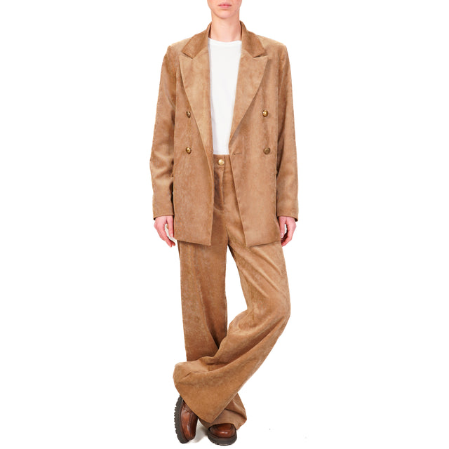 Dixie-Pantalone velluto millerighe elastico dietro - camel