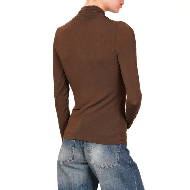 Dixie-T-shirt misto cashmere con fiocco - moro