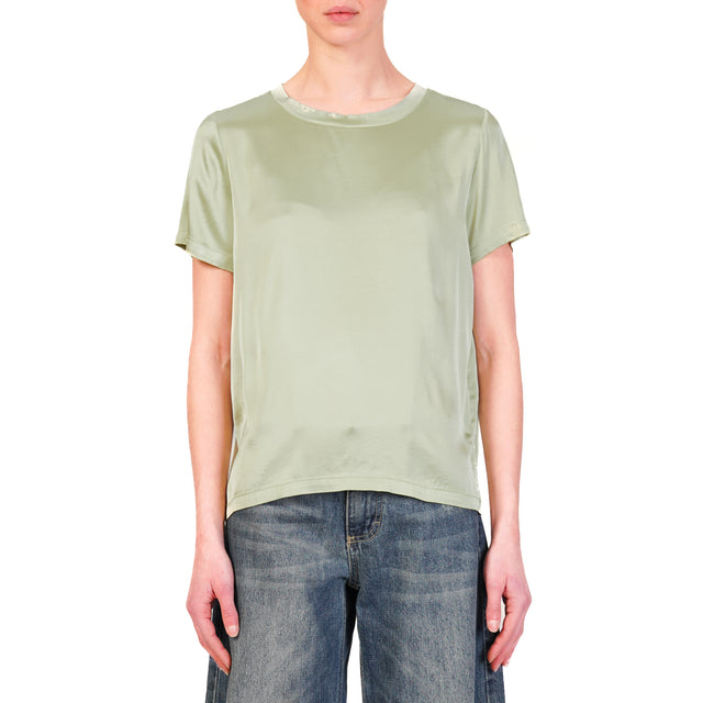 Dixie-Blusa satin elasticizzato mezza manica - menta