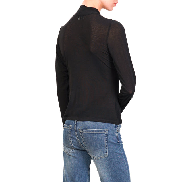 Dixie-T-shirt misto cashmere con fiocco - nero