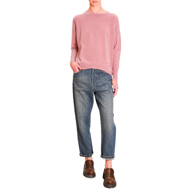 Zeroassoluto-Ribbed cuff crewneck sweater - roses