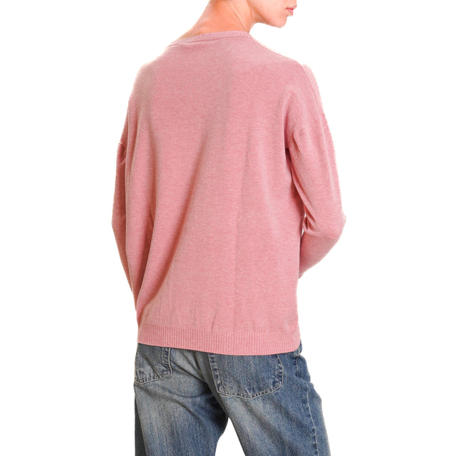 Zeroassoluto-Ribbed cuff crewneck sweater - roses