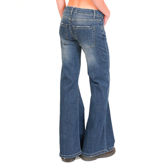 Zeroassoluto-Jeans GRETA elasticizzato a zampa - denim