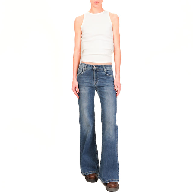 Zeroassoluto-Greta Stretch Flared Jeans - Denim