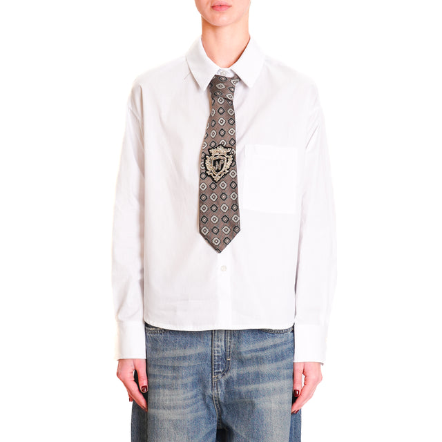 Haveone-Shirt with tie - white/grey