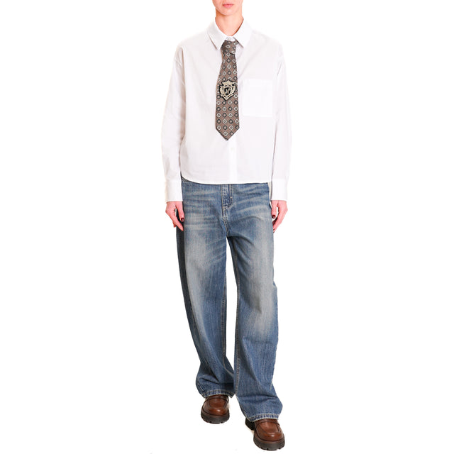 Haveone-Shirt with tie - white/grey