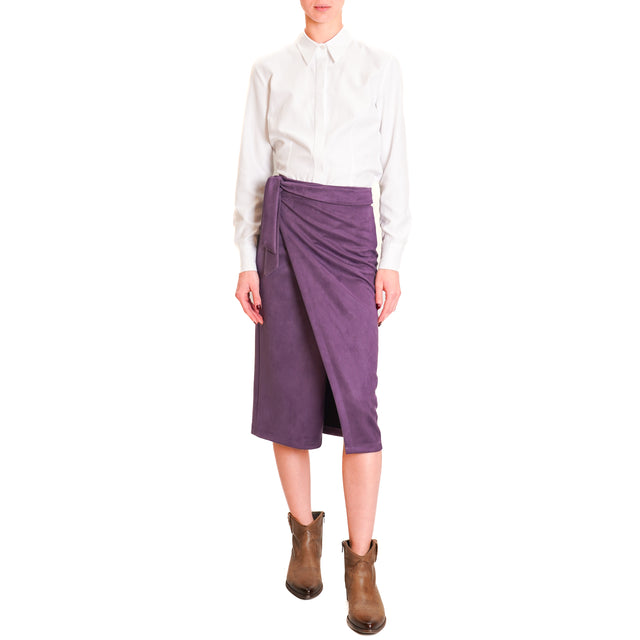 Haveone-Suede Wrap Skirt - Purple