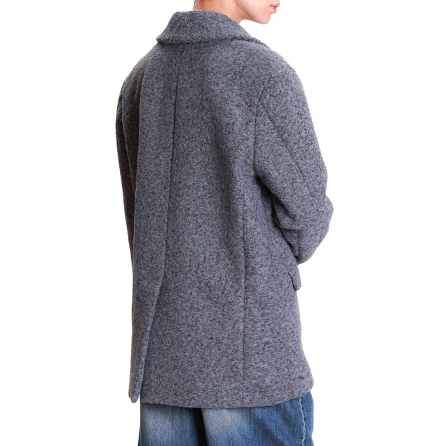 Haveone-Bouclé Wool Blend Jacket - Grey