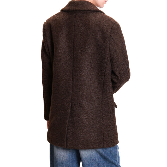 Haveone-Bouclé Wool Blend Jacket - Dark Brown