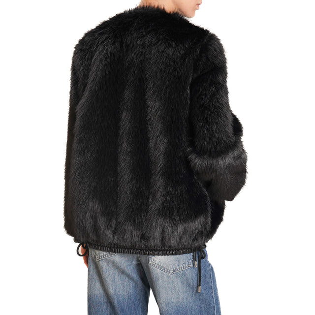 Haveone-Faux Fur Bomber - Black