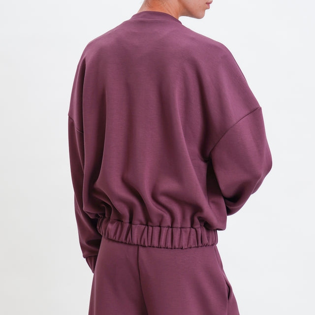 Haveone-Felpa neoprene elasticizzato con zip - mauve