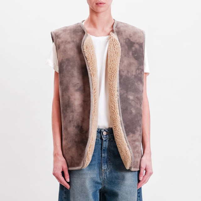 Haveone-Eco-Shearling Vest - Taupe