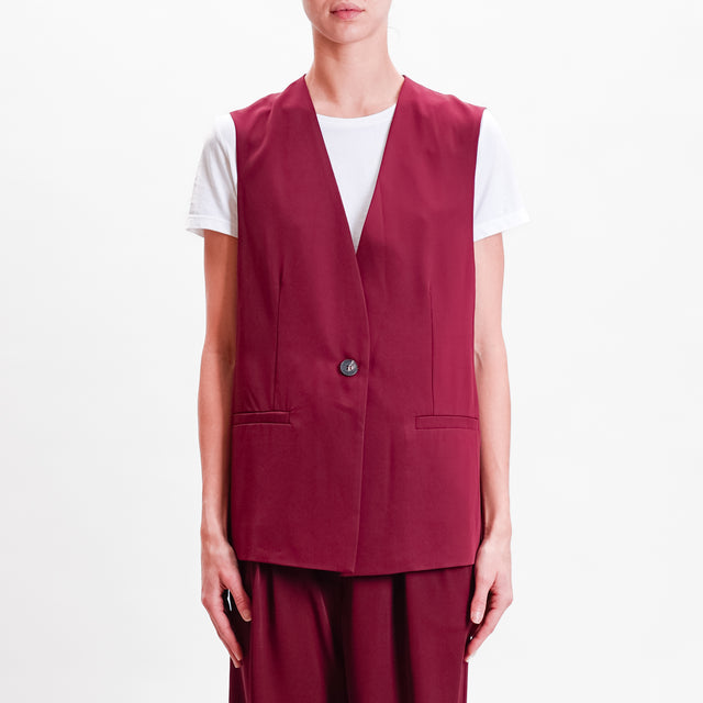 Haveone-Gilet 1 bottone tessuto fluido - Bordeaux