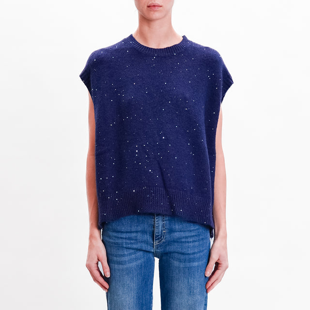 Haveone-Gilet in maglia con micro paillettes - blu