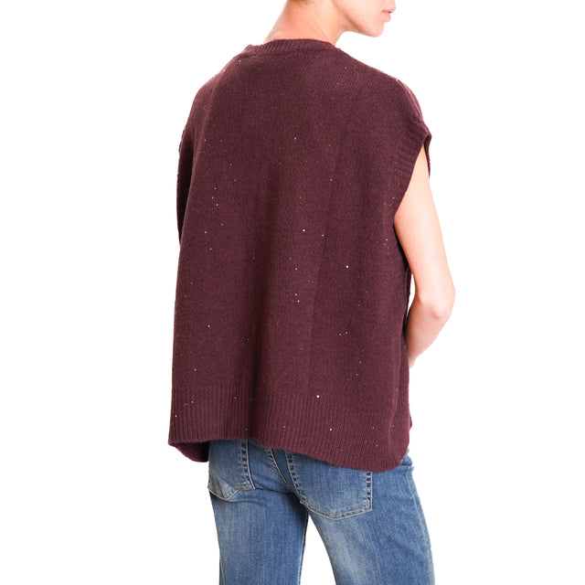 Haveone-Micro Sequin Knit Vest - Aubergine